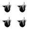 Service Caster 3.5'' Hard Rubber Wheel Swivel 7/16'' Grip Ring Stem Caster Set with Brake, 4PK SCC-GR20S3514-HRS-PLB-716138-4 - alternate 1